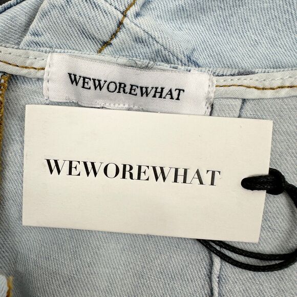 WeWoreWhat Cutout Denim Skirt Mini High Waist Blue Grunge Y2K Revolve S NWT - Picture 10 of 11